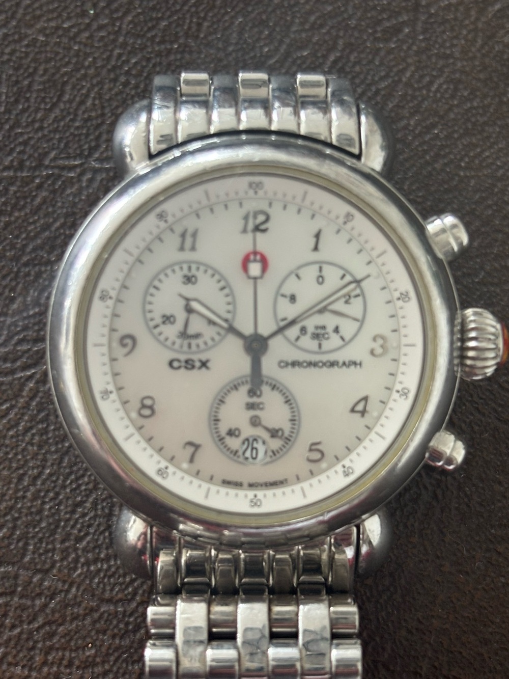 Authentic Michelle Chronograph Stainless Steel Watch - White Dial